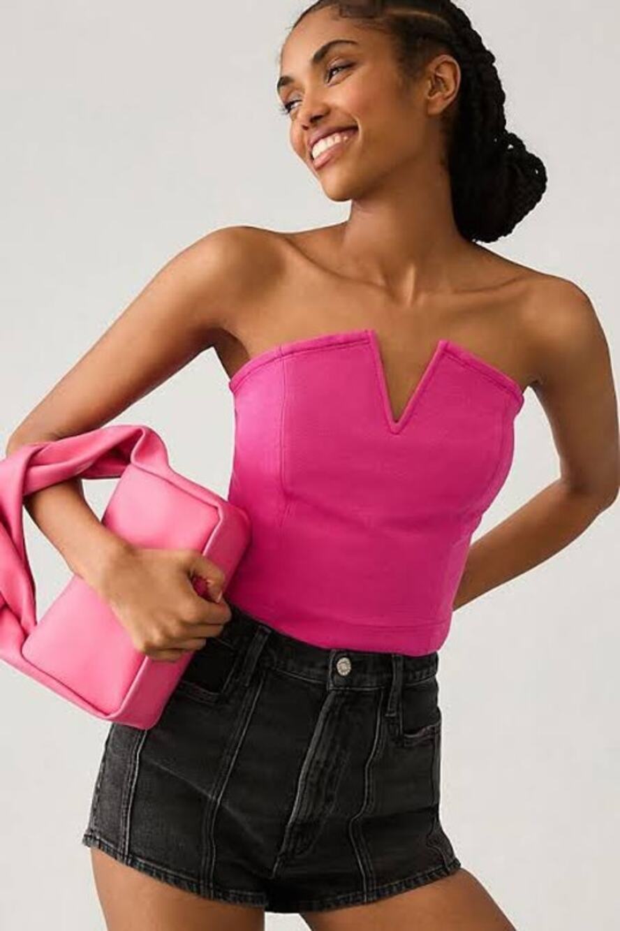 MAEVE Strapless V Wire Corset Top GORGEOUS COLOR Size Medium Tube Azalea Pink